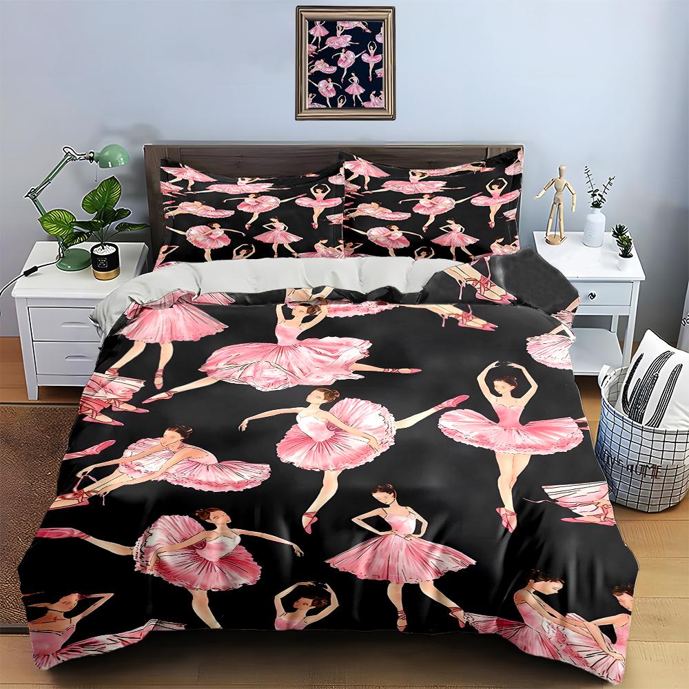 Ballet Dancer Illustrations Bedding Duvet Cover Sets Duvet Covers Pillowcases Gifts (1 * Duvet Cover 2 * Pillowcases, Without Duvet Insert)