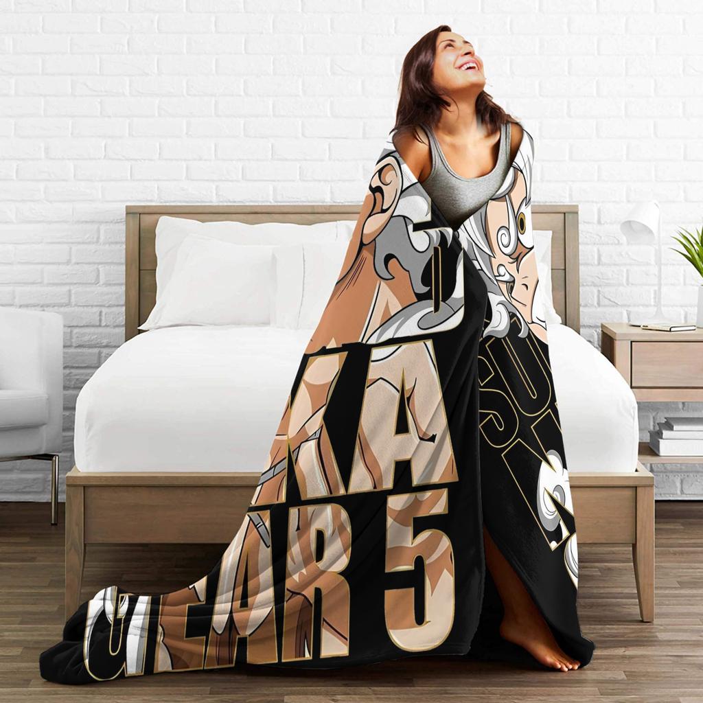 Luffy Gear 5 Flannel Throw Blankets  Blanket for Home Bedroom Soft Bedspread,