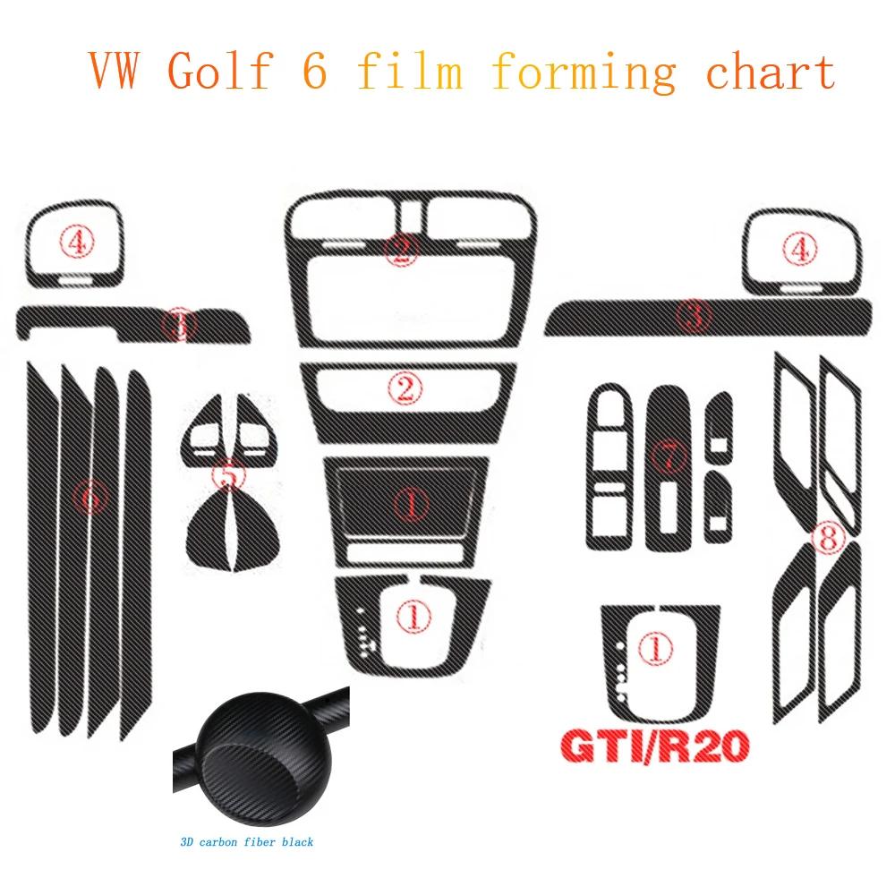 Car-Styling 5D Carbon Fiber Car Interior Center Console Color Change Molding Sticker Decals For Volkswagen VW Golf 6 GTI MK6 R20