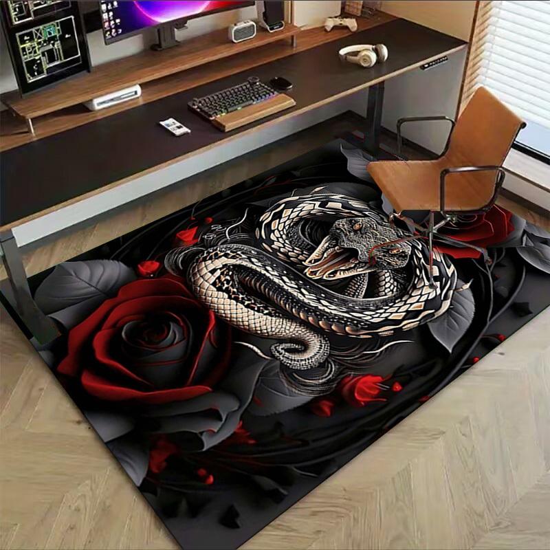 1PC Snake Rose Anti-slip carpet, suitable for Office, bedroomand playrooms. It can also be used as a sofa footrest cover-R92