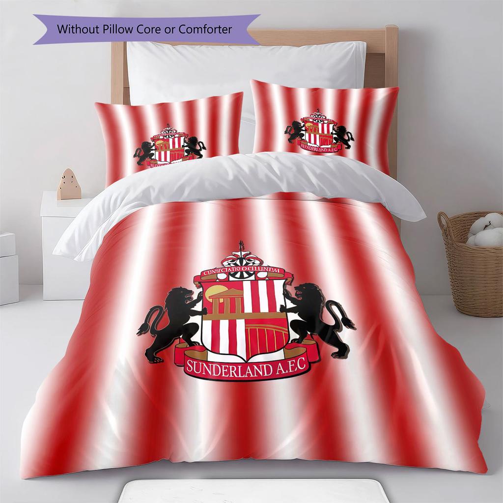 סט מצעים שמיכה עם לוגו SAFC כיסוי שמיכה ציפית לציפית קישוט לבית מתנת יום הולדת (1 * כיסוי שמיכה + 2 * ציפות, ללא ליבה)