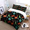 Cartoon Dinosaur Black Background Print Bedding Set 1 Duvet Cover 2 Pillowcases For Adult And Children Luxury Gift Full Size