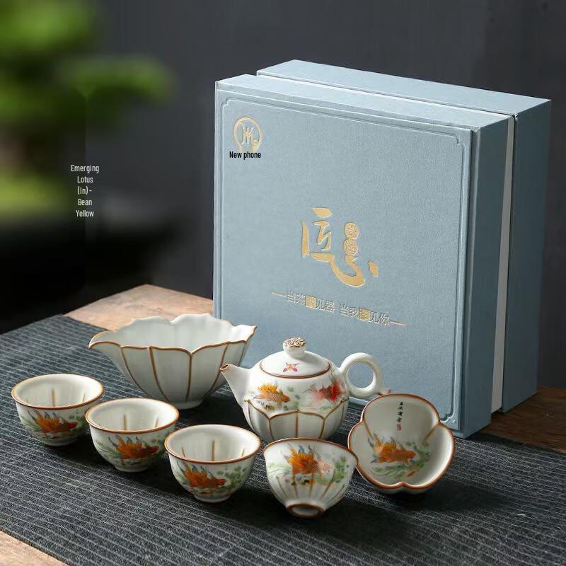Ru Kiln Ice Crackle Glaze Gongfu Tea Set - 7-Piece Gift Box
