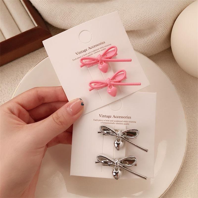 2pcs/set Children's Korean Hair Clips Hair Bowknot Hairpin For Girls Vintage Sweet Hair Grip Elegant Hair Accessories