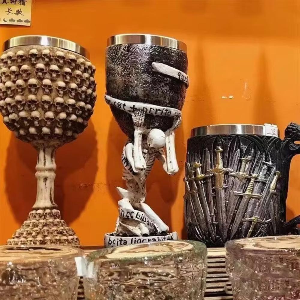 Retro Gothic Wine Cup Punk Skull Goblet Drinkware Viking Dragon Drinking Mug Bar