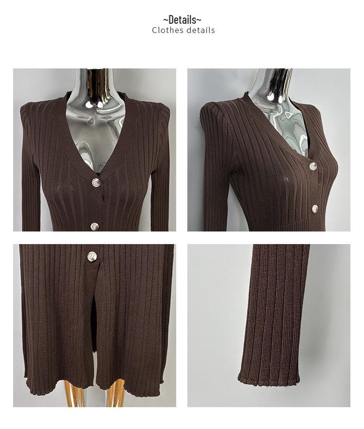 Elegant Slim-Fit Long-Sleeve Korean Knit Dress for Women