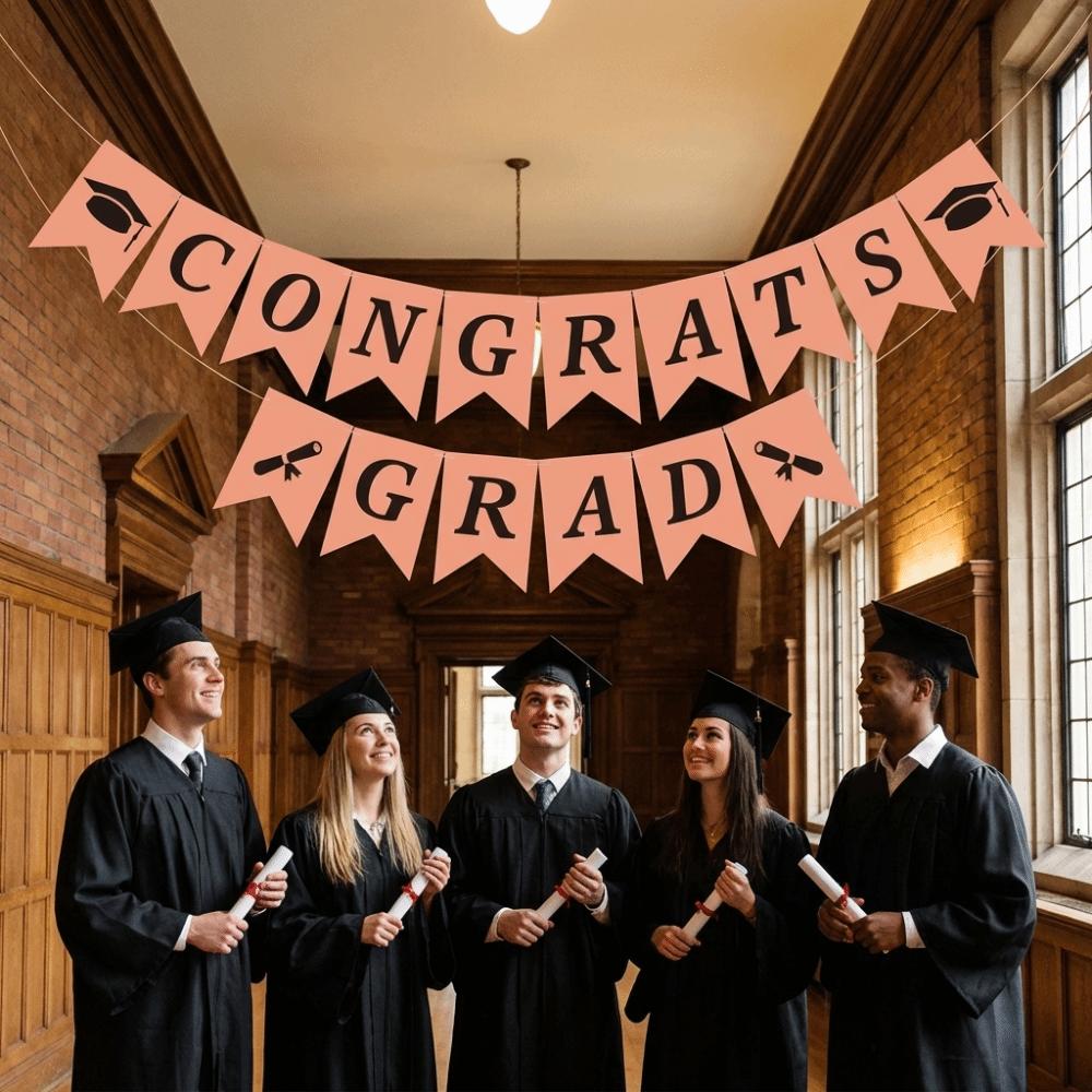 Celebration Graduation Banner Garland Reusable Paper Pull Flag  School Celebrations
