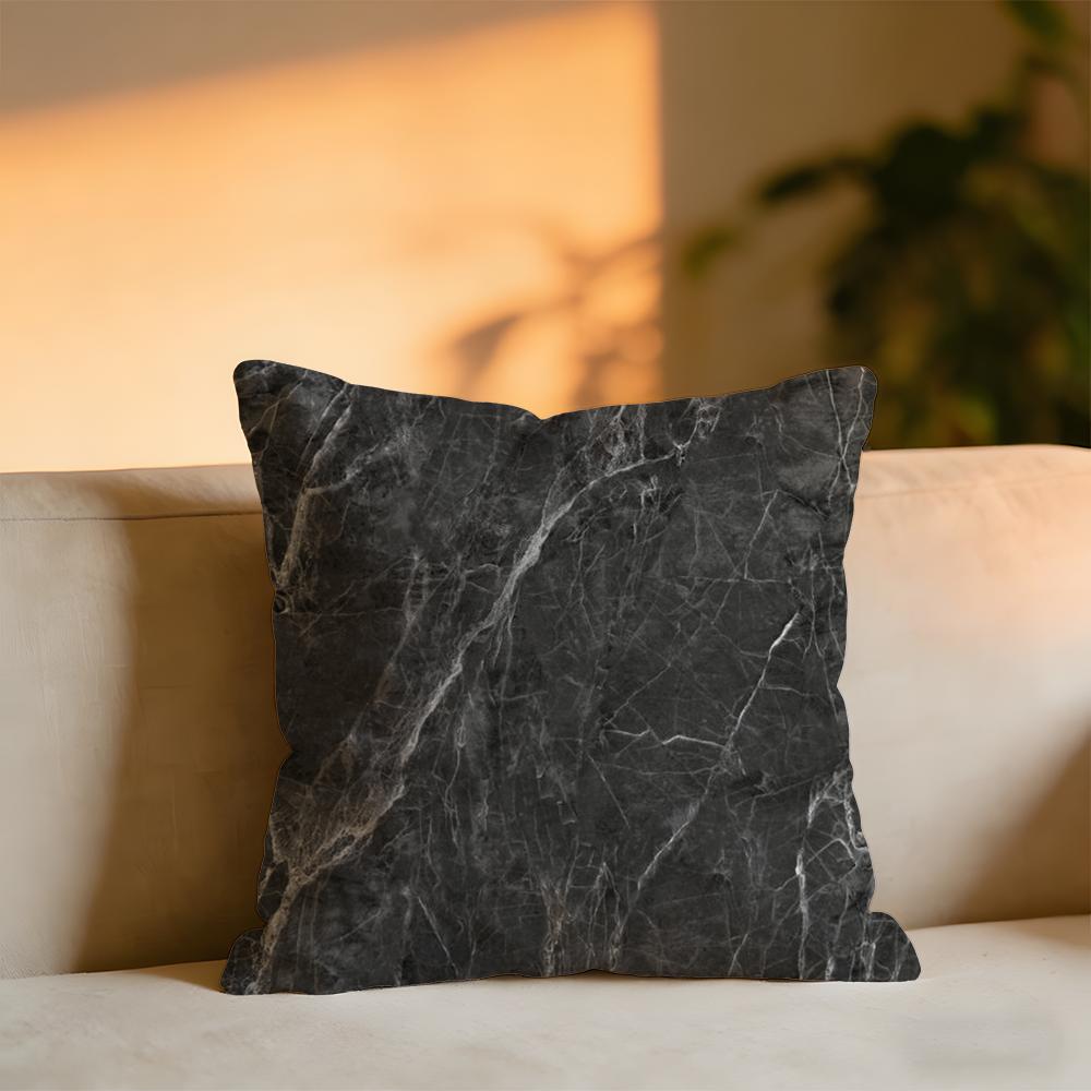 Marble Texture Cushion Cover Cozy Velvet Throw PillowSoft Warm Cushion For Sofa Bed