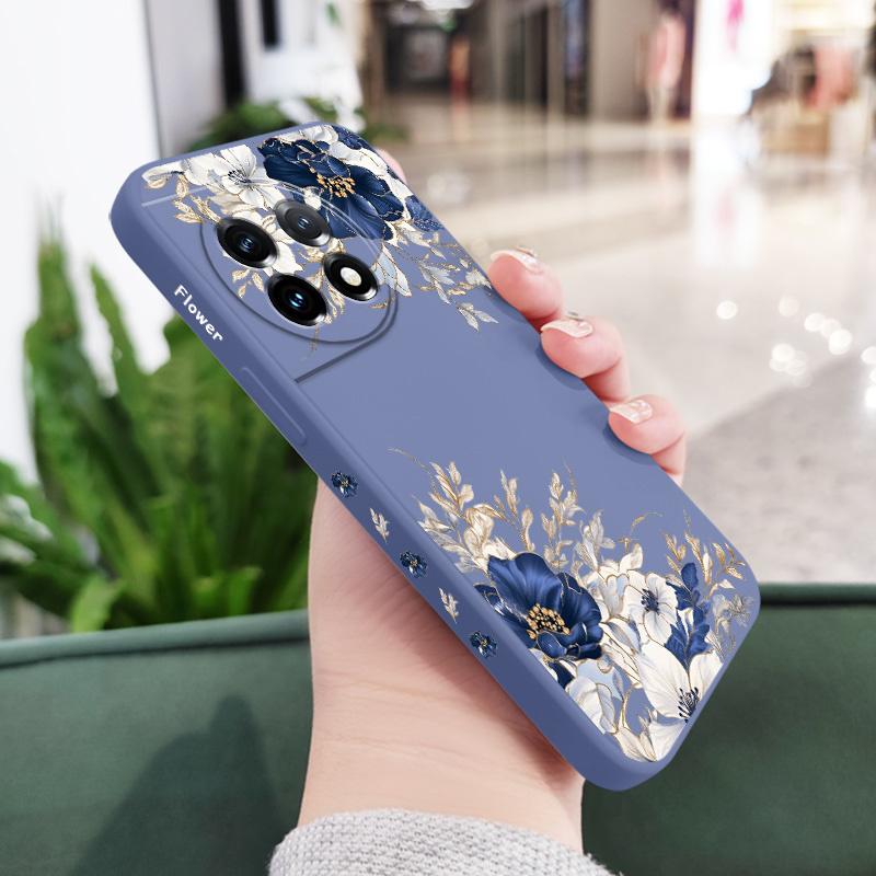 

Brilliant Peony Phone Case For Oneplus 13 13R 12 12R 11 11R 10 10R 10T 9R 9RT 9 8T 8 7 7T Pro 5G Liquid Silicone Cover OnePlus 12R светло-синий