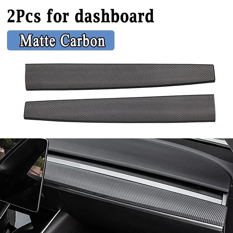 For Tesla Model 3 Model Y Dashboard Panel Stickers Center Console Decor Trim For Tesla Accessories ABS Decals Carbon Fiber Look