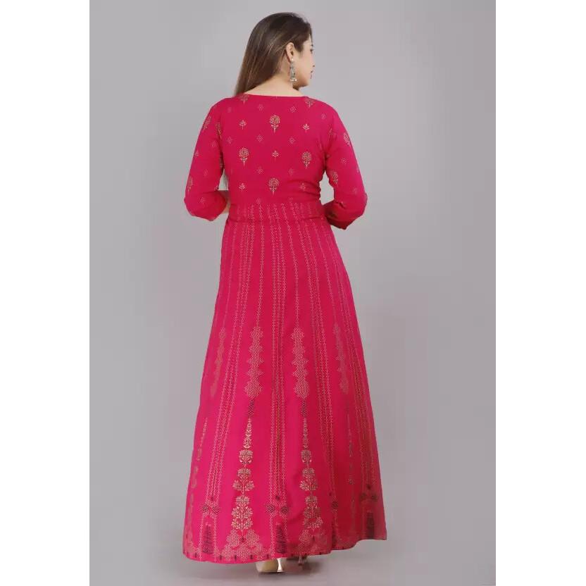Indian Designer Rayon Anarkali Kurta Gown Women's Bollywood Printed Kurti Dress SC-2136