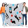 Border Collie Patterned Blanket Cozy Soft Flannel Throw Blanket for Dog Lovers Machine Washable Ideal for Home Decor, Sofa, or T