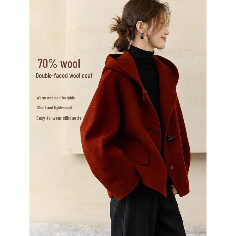 

MoHanYiMei Women s Hooded Double-Faced Wool Coat M