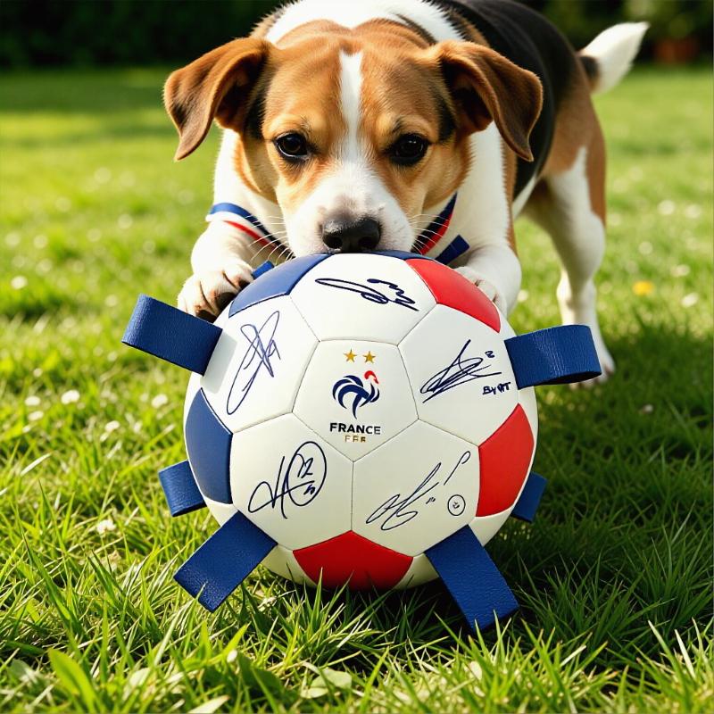 Durable TPU Dog Soccer with Nylon Tabs France FFF Dogs Football Toy Chew-resistant Puppy Interactive Toys Ball Pets Supplies