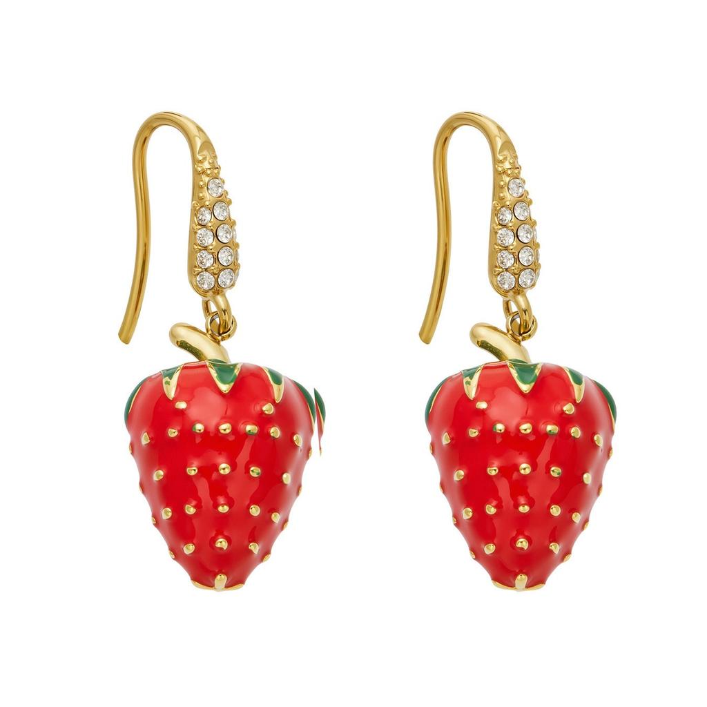 ERESI Fashion Hot-selling Strawberry Stainless Steel 18k Gold-plated Oil-drop Zircon Earrings Sweet and Fresh Jewelry Earrings