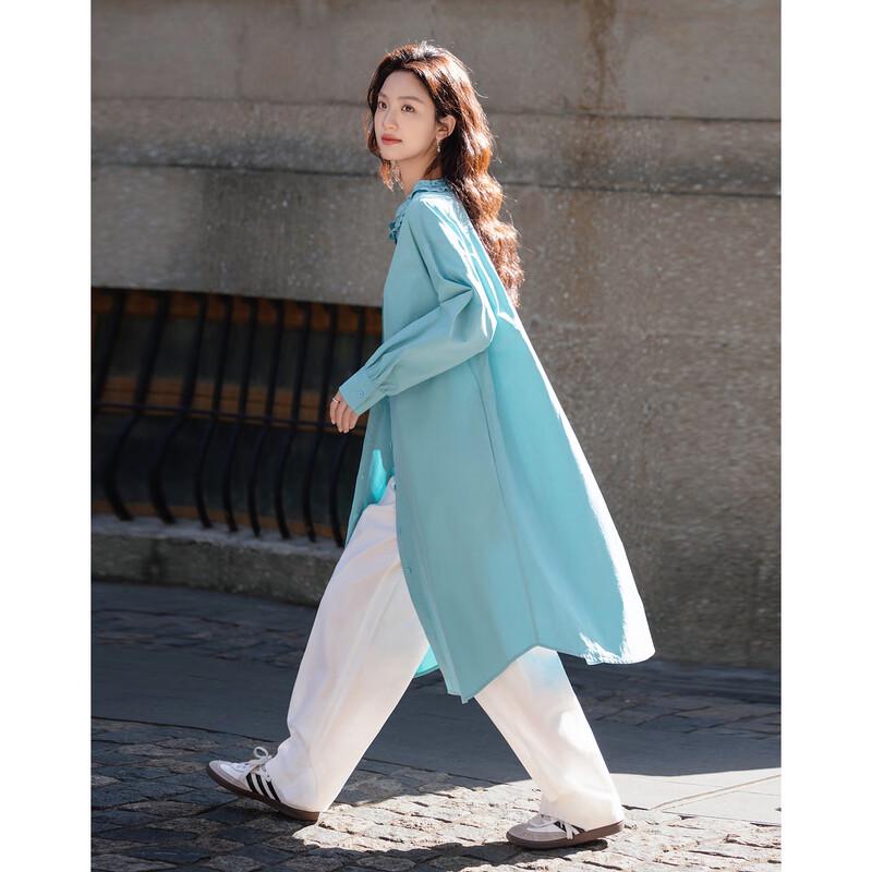 Demana Women s Pure Cotton Ruffle Trim Round Neck Midi Dress L