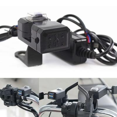 Waterproof Cover Motorcycle Dual USB Charger ABS Handlebar Mount Moto Charger  E‑bike Use