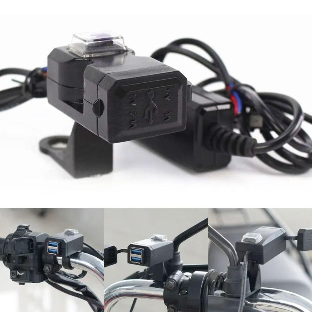 ABS Moto Charger Waterproof Cover Handlebar Mount Universal Motorcycle Dual USB Charger  E‑bike Use