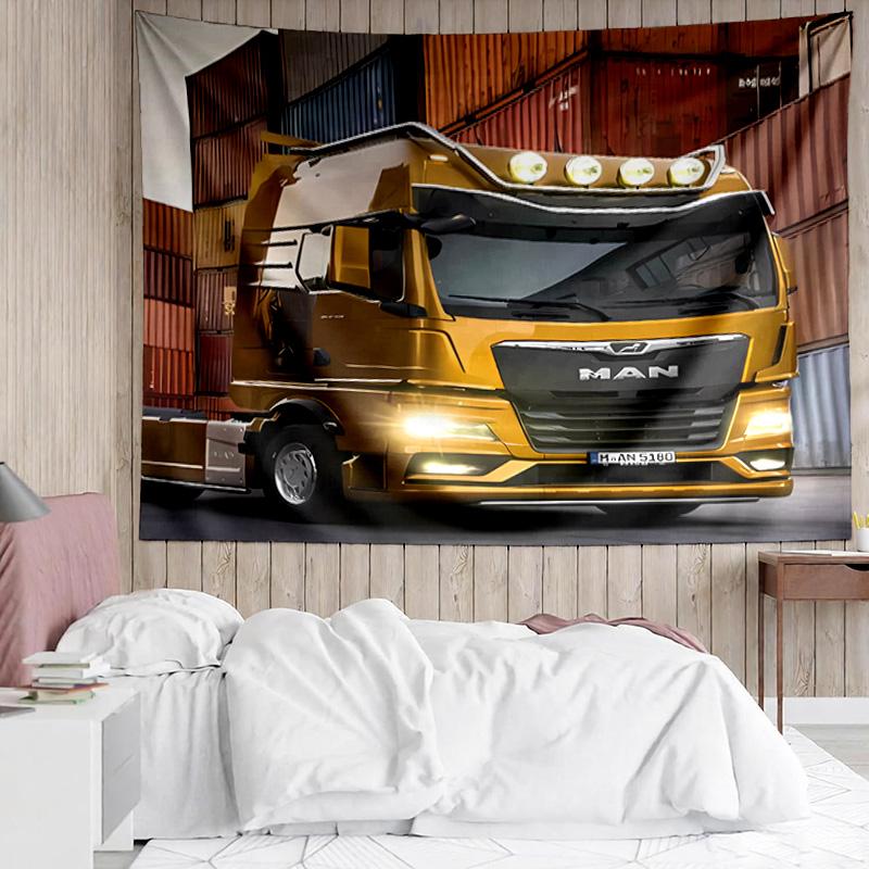MAN LKW Wandteppich für Schlafzimmer Ästhetische Klassenzimmer Wandteppiche Wandbehang für Wohnzimmer Studentenwohnheim Büro, Ideales Kreatives Geschenk