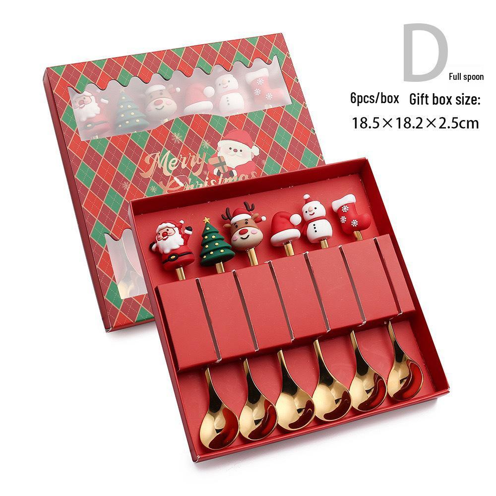 Creative Cartoon Stainless Steel Spoon & Fork Set: Coffee Stirrer, Fruit Fork, Christmas Gift