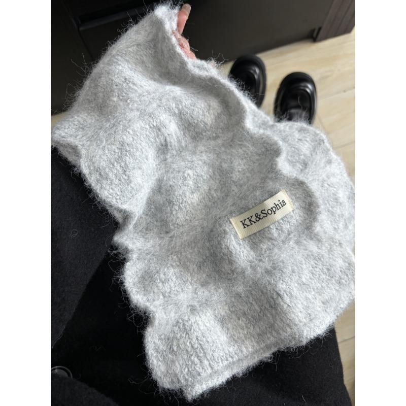 Soft waxy plush cross scarf women's autumn and winter new versatile simple skin-friendly warm small scarf student scarf