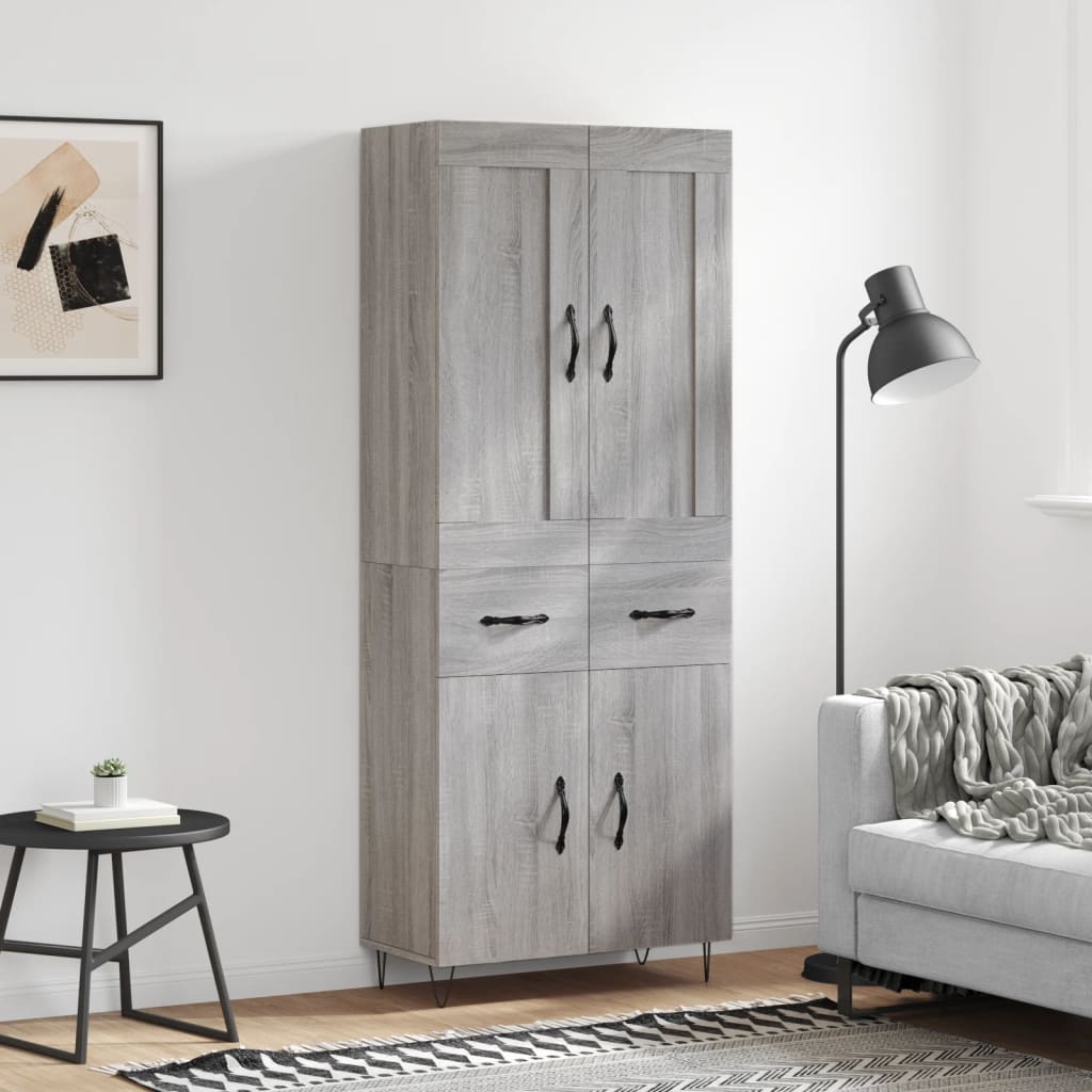 Credenza alta Grigio Sonoma 69,5 x 34 x 180 cm Truciolato