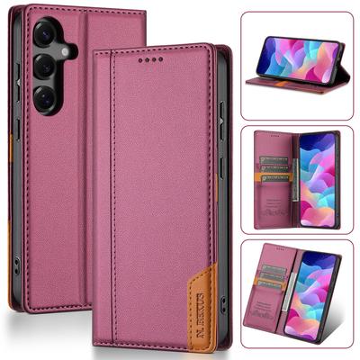 Carteira Flip Magnética de Couro para Samsung S25 Ultra S24 FE S23 plus Edge com Recurso de Bloqueio RFID - Porta-Cartões