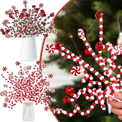 Zuckerstangen-Form Weihnachtsbaumschmuck Lutscher-Anhänger Glocken Süßigkeiten-Spieße Ornamente Hängender Zweig Weihnachten Dekoration