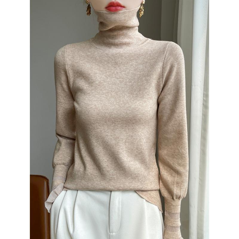 

Autumn and winter new stacked collar turtleneck bottoming shirt fashionable and high sense inside casual long-sleeved knitted sweater trendy S