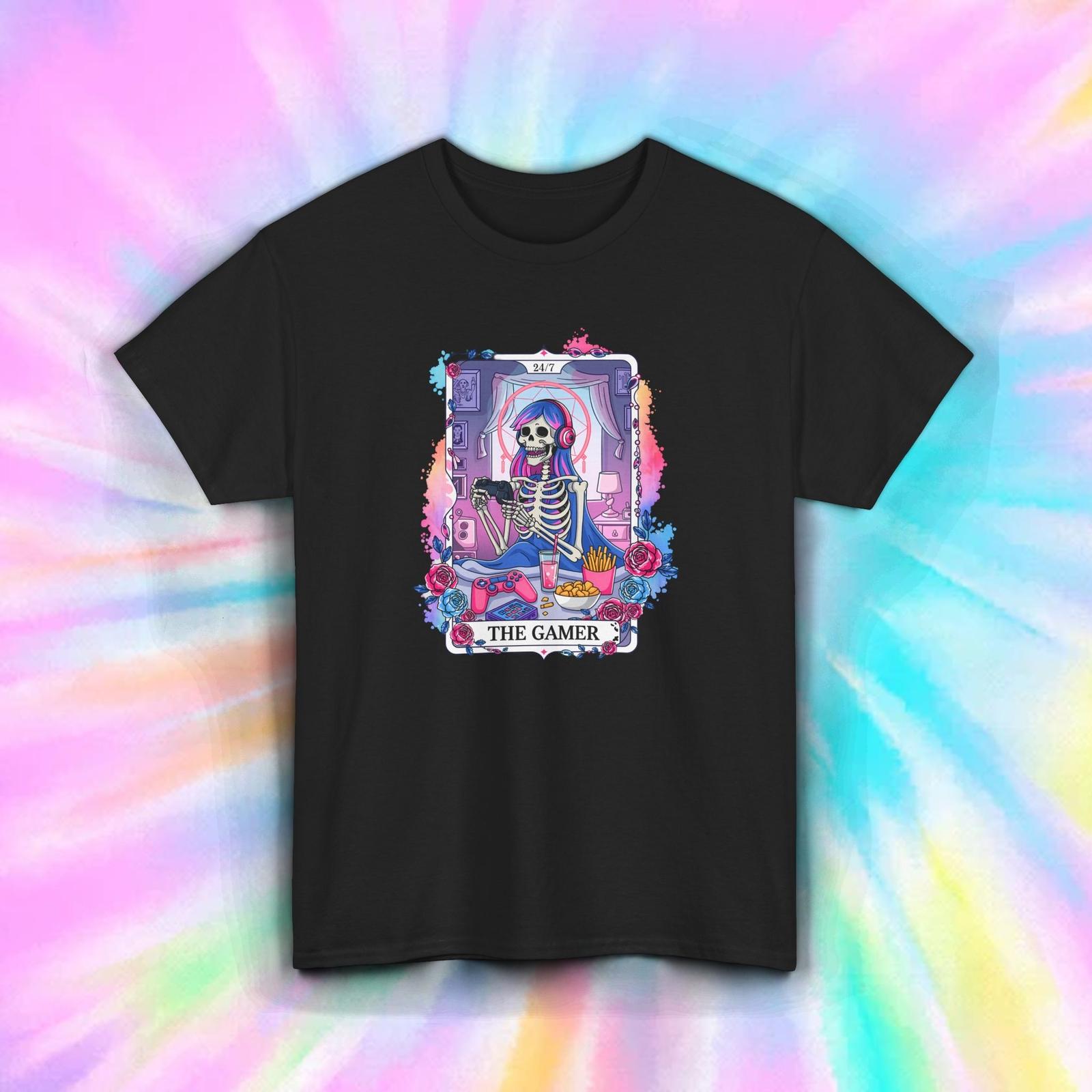 Gamer Shirt Skeleton Tarot Gaming Funny Video Game Controller Tee S-5XL XXL