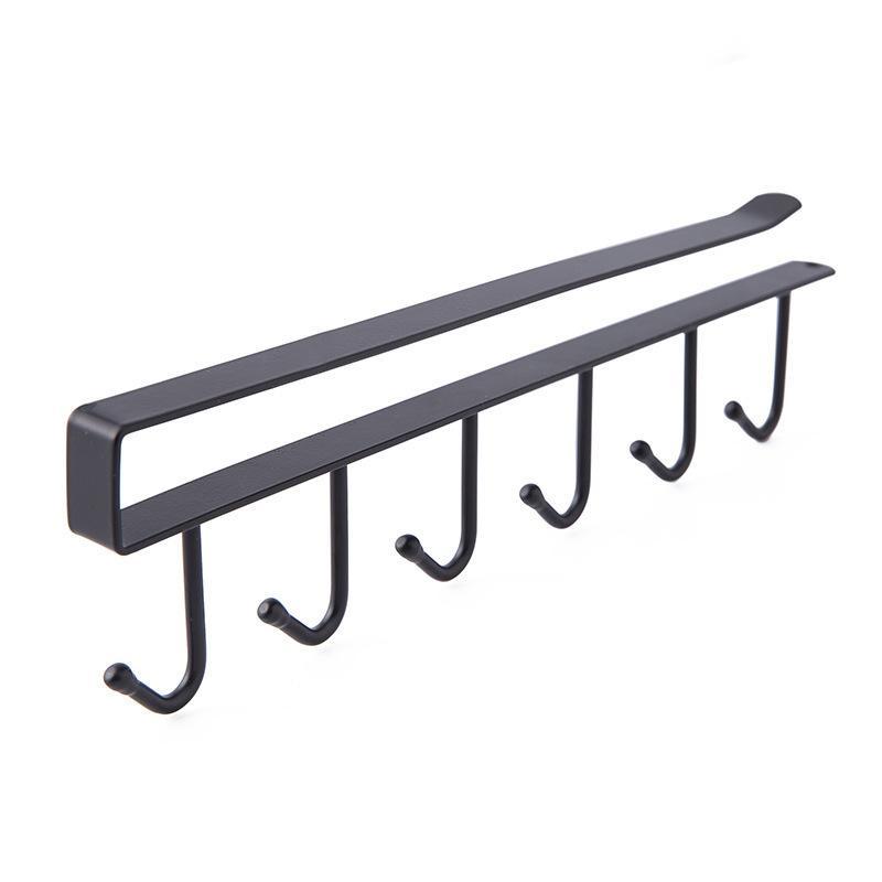Space Saving Under Cabinet Mug Hanger 6 Heavy Duty Hooks No Drill Design Cup Rack for Kitchen Apartment RV Coffee Bar
