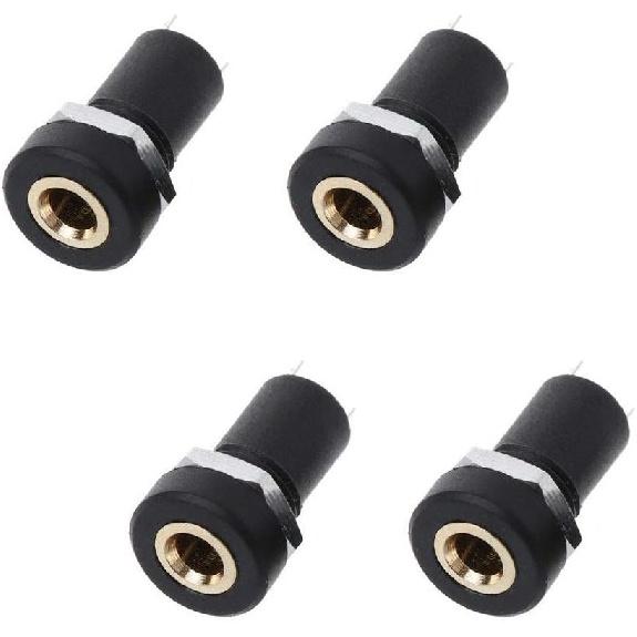 Ximimark 4 Stück 3,5mm Audio-Video-Stecker mit Mutter - Schwarz