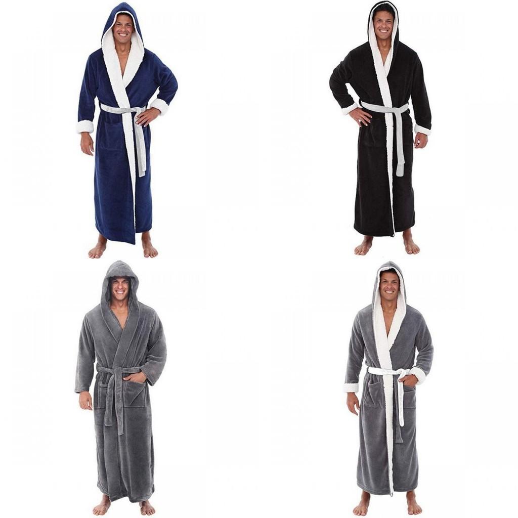 Cozy Long Sleeve Hooded Bathrobe For Autumn And Winter Homewear In Multiple Colors