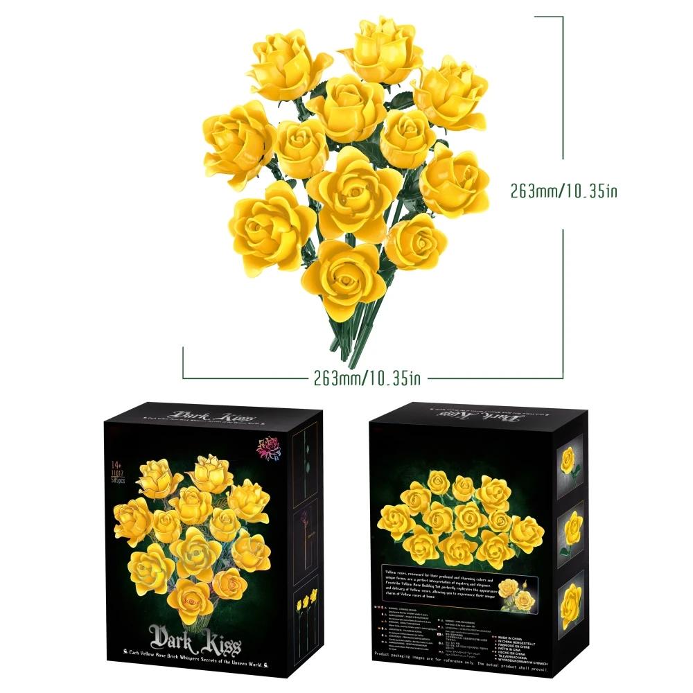 Creative 585PCS Eternal Roses Building Blocks Set DIY Flower Bouquet Gift For Girls Anniversary Home Decoration
