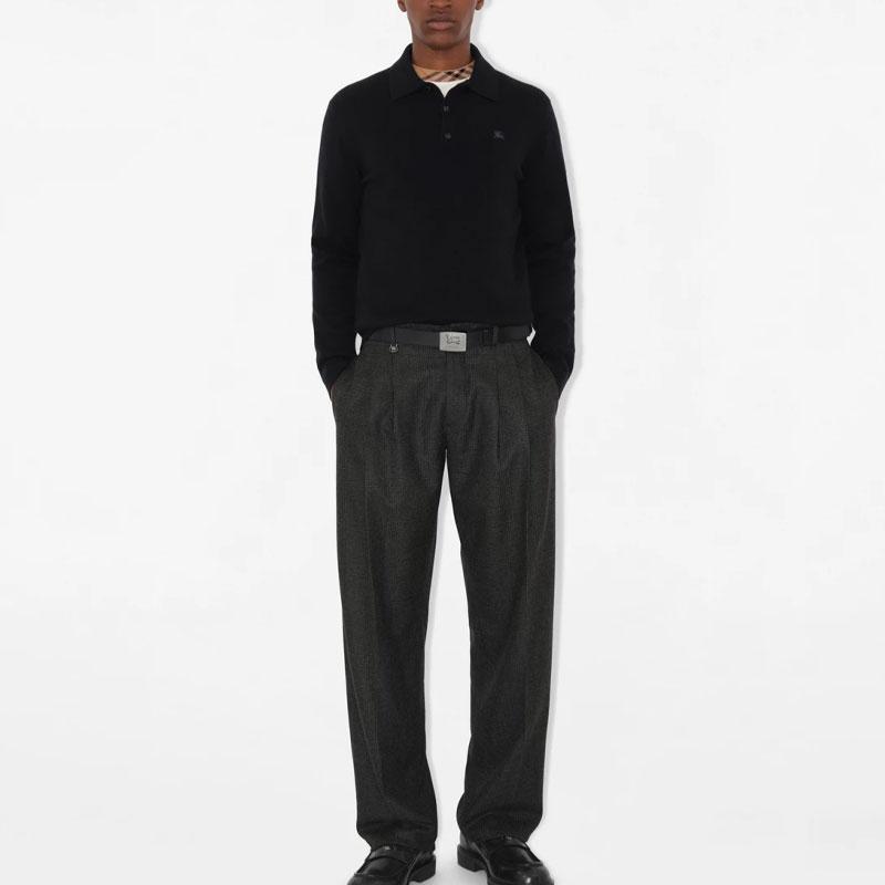 Burberry Ekd Embroidered Long Sleeved Polo Shirt 81131571