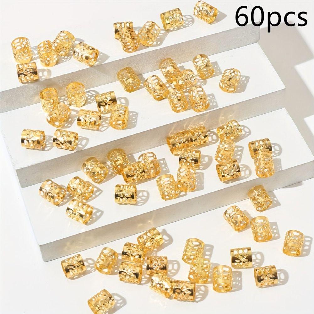 60 st Dreadlocks Hårflätor Hårflätningsrör Hålsvarvade Hårringar Håraccessoarer