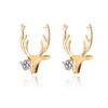 Vintage Fashion Elk Deer Stud Earrings For Women Girls Gold Color Zirconia Christmas Earrings Xmas Jewelry Gift Ear Accessories