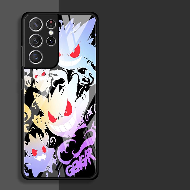 Cool Gengar Pokemon Glass Case for Samsung Galaxy S26 S25 Ultra S23+ S24 S21 S24+ S22 S25+ S20 FE S23 Plus Luxury Phone Cover