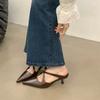 Fashion SUOJIALUN 2025 New Brand Women Slipper Fashion Pointed Toe Slip On Ladies Elegant Mules Shoes Thin Low Heel Outdoor Dress Pumps