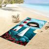 Girl with Lighthouse and Red Flowers Beach towel quick-drying for travel outdoor sports jogging beach and swimming