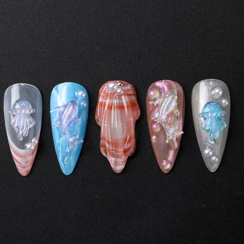 30/50/100ks Delfín Medúza Ozdoby na nehty Žralok Hvězdice Série Mořští živočichové Přívěsky na nehty DIY Nehtové doplňky