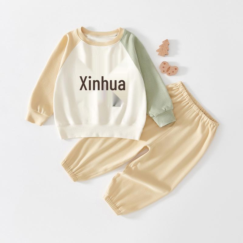 

Chengbao Kids Color Block Casual Two-Piece Suit - Spring/Autumn Patchwork Style for Girls 110 cm