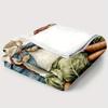 Vintage Bunny & Vegetable Fleece Blanket, Easter-Inspired Throw Blanket, Soft Cozy for Spring Home Decor & Garden-Themed Gifting