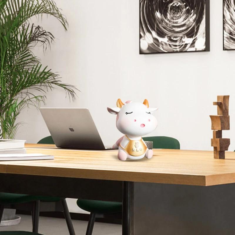 Nordic Cute Creative Healing Animal Calf Ornaments INS Feng'er Children's Room Desk Desktop Decoration Savings Can