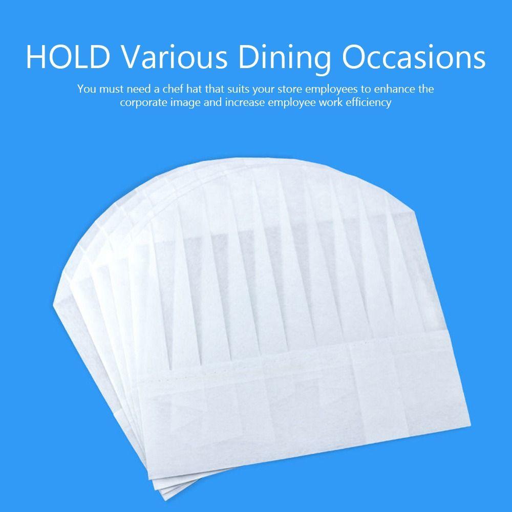 20PCS Non-Woven Chef Hats White Cooking Accessories High Quality Chef Cap  Cooking