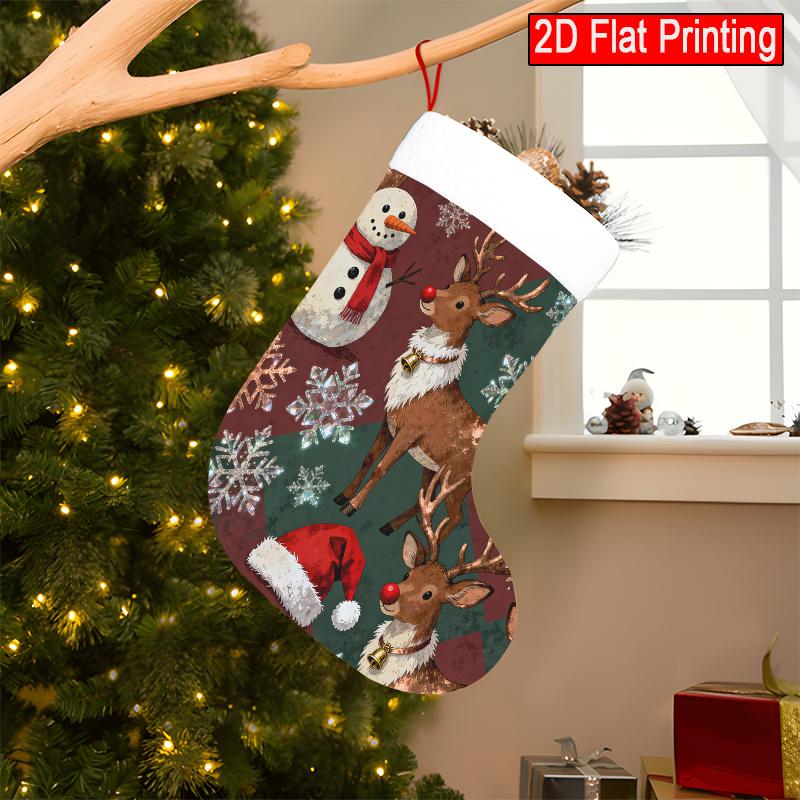 Christmas Decoration Fireplace Hanging Stocking 1pcs, Christmas of the Reindeer Snowman-Halloween Devil Decora