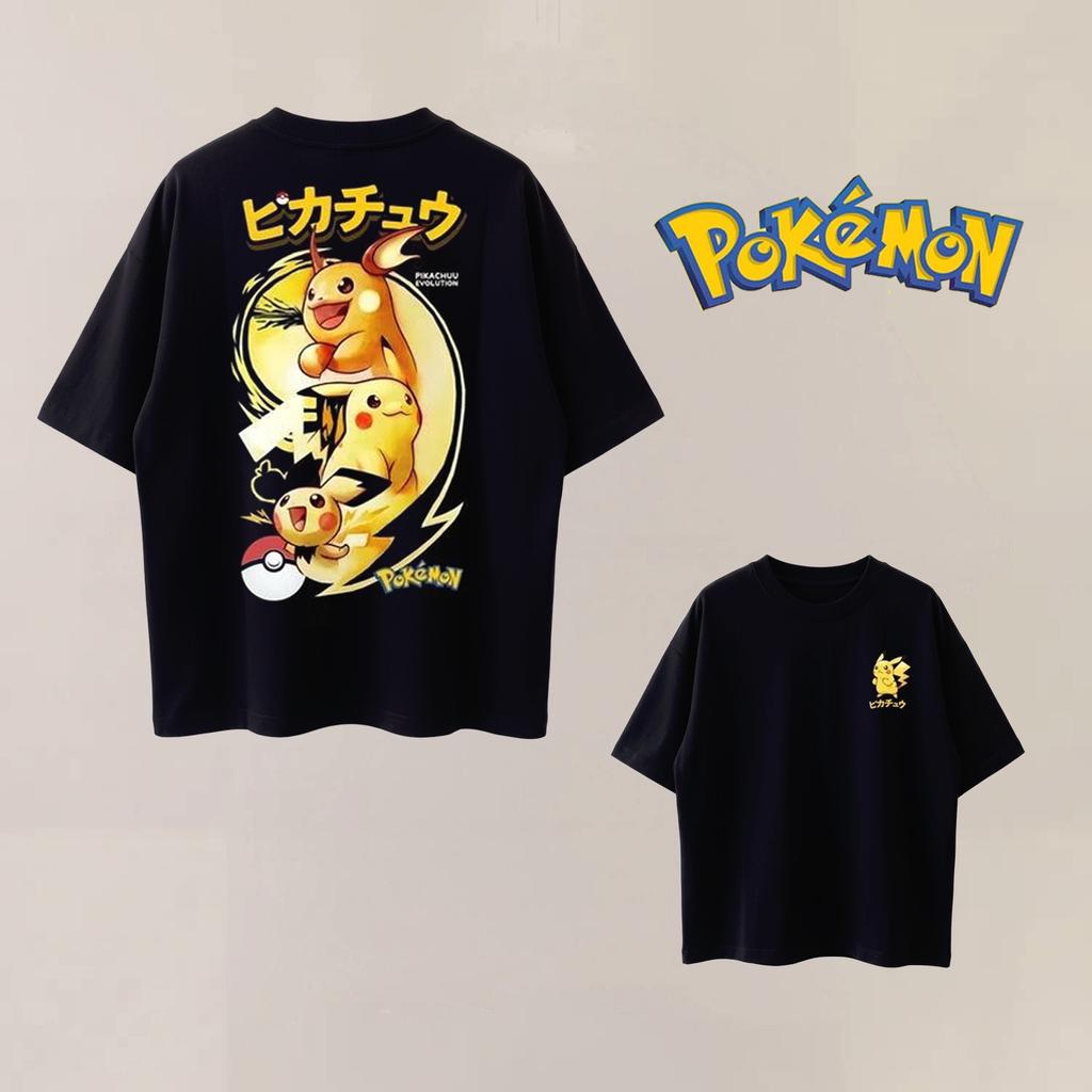 Summer Anime PokéMon Cosplay Tshirt Cotton Short Sleeve Tops Casual Loose Retro Tshirt Unisex Unisex Kids Family Matching Outfits