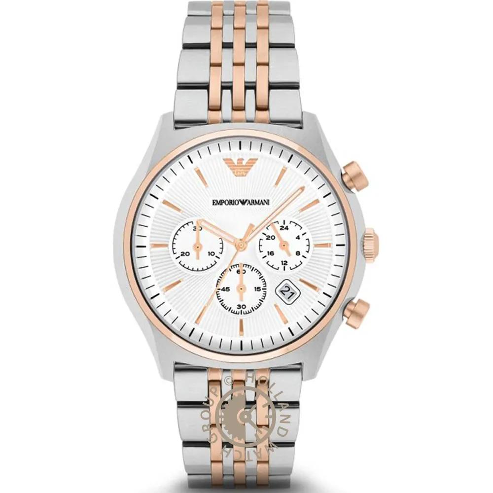 

Emporio Armani Historical Collection White Metal Bicolor Rose Men s Quartz Chronograph Watch AR1998 белый