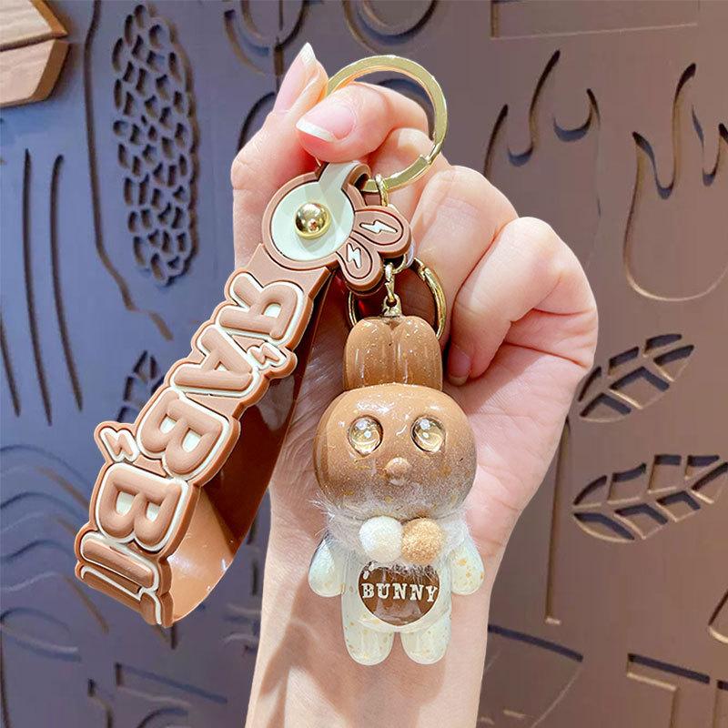 Cartoon Cute Maillard Mengmeng Rabbit Pendant Keychain Mengqu Car Bag Keychain Small Gift