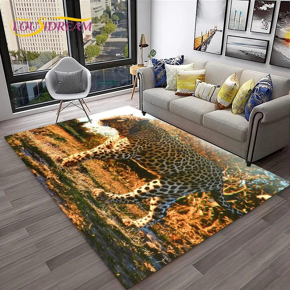Beast Leopard Cheetah Cartoon Animal Carpet Rug for Home Living Room Bedroom Sofa Doormat Decor,kids Area Rug Non-slip Floor Mat